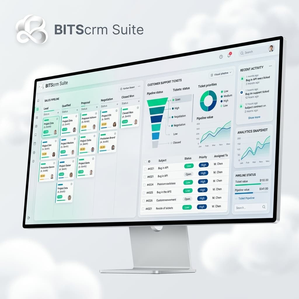 BITScrm Suite sales pipelines and omnichannel support desk